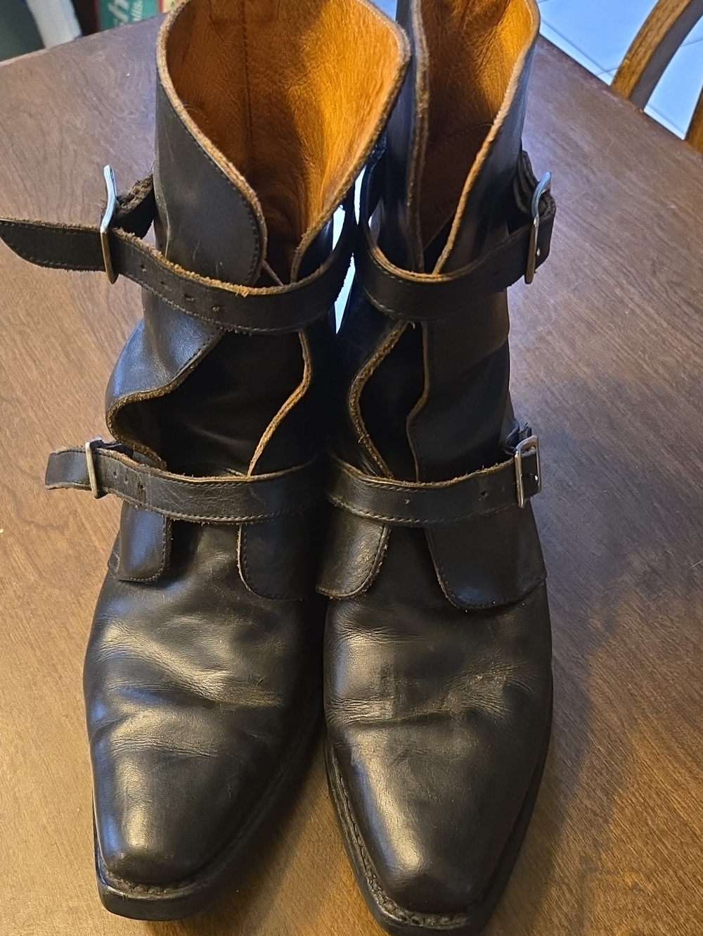 Harley Davidson Black Leather Double-Buckle Ankle Boots
